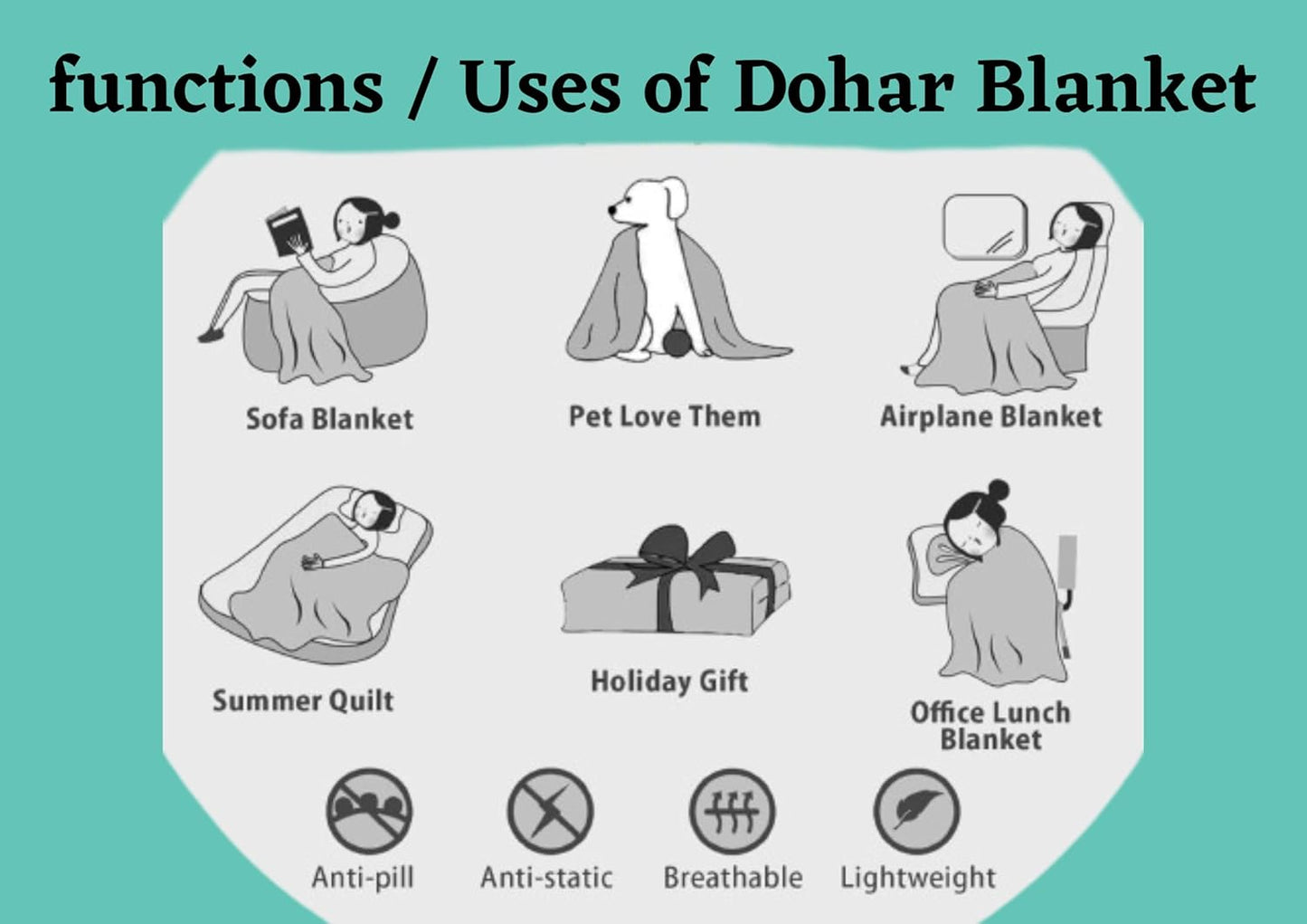 Cotton Soft Hand Block Printed Reversible Dohar AC Blanket Double Bed King Size (Size-84*90/C5)