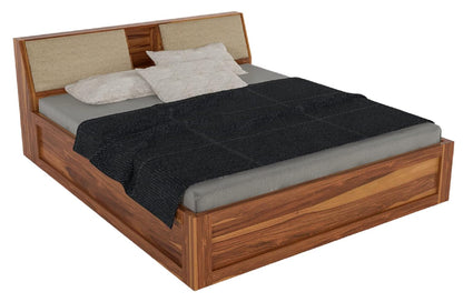 Curious Lifestyle Sheesham Wood Queen Size Bed with Box Storage & Headboard Storage | Solid Wood Double Bed Palang for Bedroom (Walnut Finish)