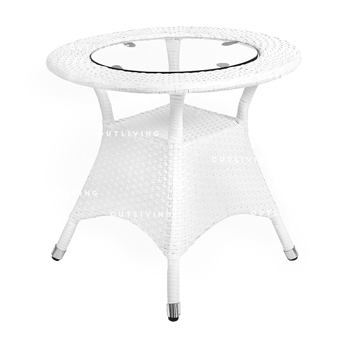 Curious Lifestyle Rattan & Wicker Patio Seating Set of 3 Outdoor Furniture Garden Patio Seating Set 2 Chairs & 1 Table Balcony Furniture Coffee Table Sets (Light Brown), 24 Inches