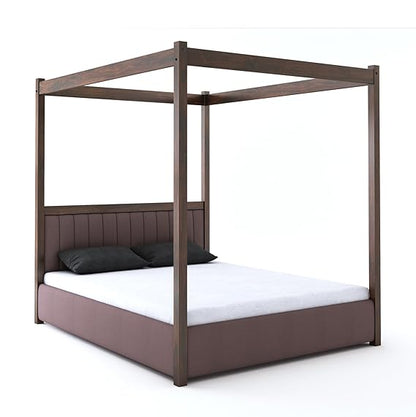 Curious Lifestyle  Solid Sheesham Wood King Size Poster Bed with Box Storage Wooden Upholstered Double Bed for Bedroom Living Room Home (Honey Finish)