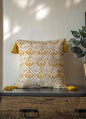 Dhurrie Fabric+Faux Leather Square Shape Decorative Cushion Covers 16 inch x 16 inch for Sofa and Living Room Bedroom