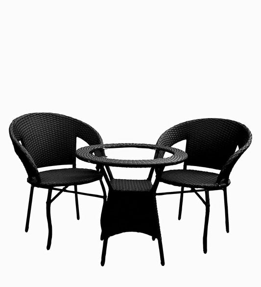 Curious Lifestyle Rattan & Wicker Patio Seating Set of 3 Outdoor Furniture Garden Patio Seating Set 2 Chairs & 1 Table Balcony Furniture Coffee Table Sets (Light Brown), 24 Inches