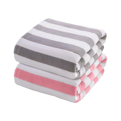 Curious lifestyle Microfiber Towels for Bath Large Size-Super Soft Coral Fleece Bathing Towel with Hook Quick Dry Super Absorbent-Bath Towel for Men and Women-70x140 cm (Blue/Grey, Pack of 2)