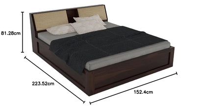 Curious Lifestyle Sheesham Wood Queen Size Bed with Box Storage & Headboard Storage | Solid Wood Double Bed Palang for Bedroom (Walnut Finish)