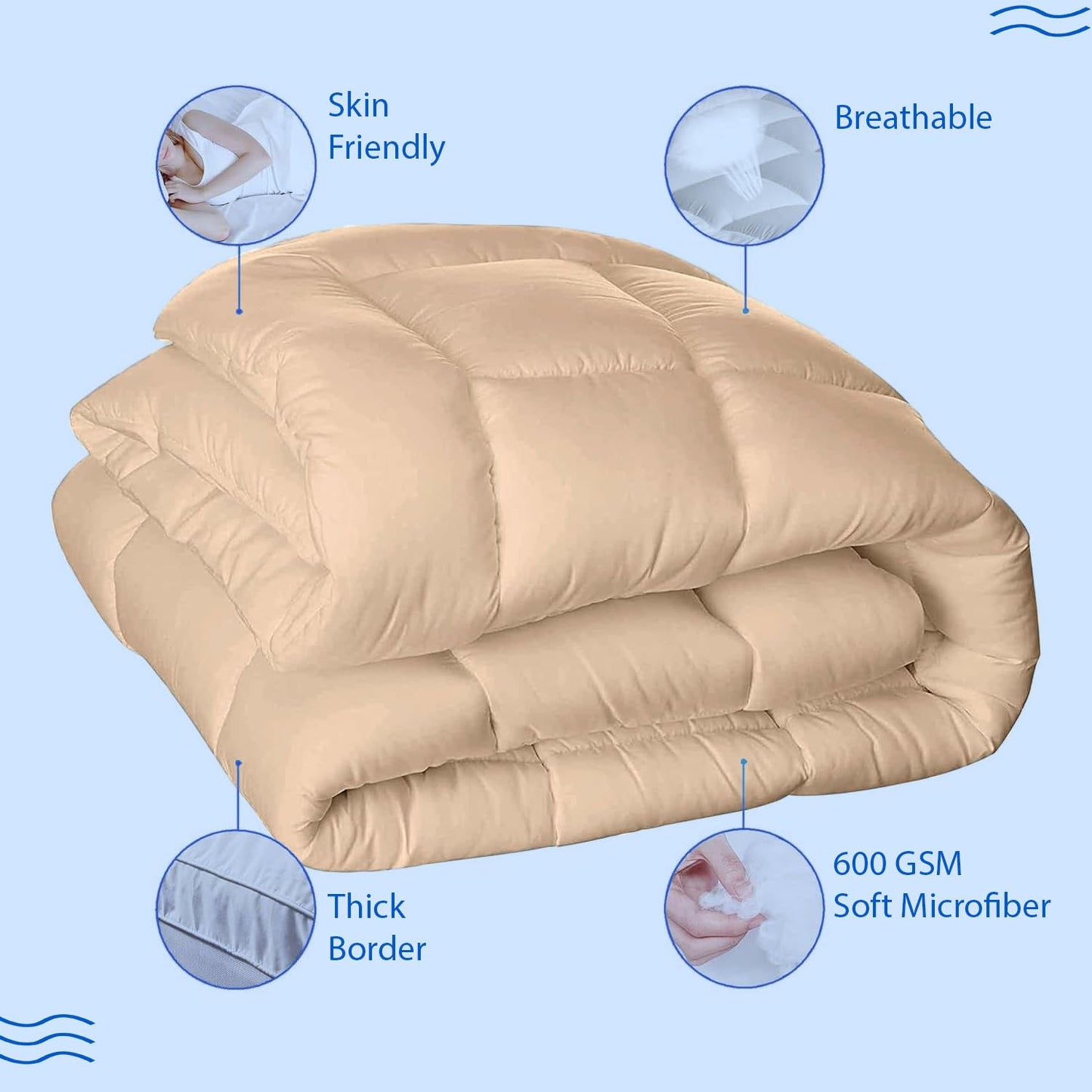 Super Soft 600 GSM Microfiber Mattress Topper | Quilted Mattress Padding by Curious Lifestyle