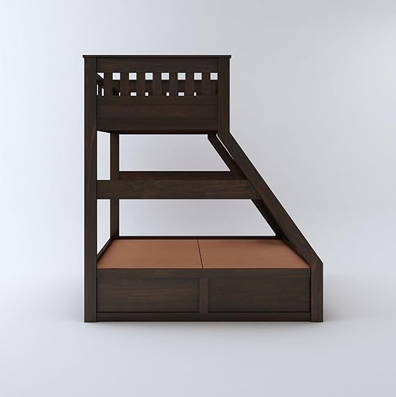 Curious Lifestyle  Sheesham Wood Bunk Bed with 2 Drawer Storage Wooden Double Bed Furniture for Bedroom Home (Walnut Finish)