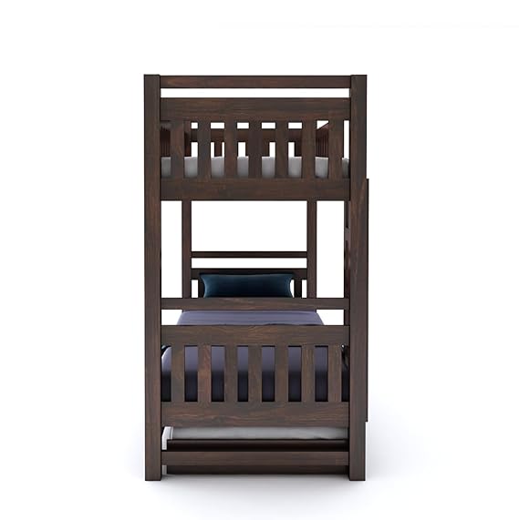 Curious Lifestyle  Sheesham Wood Bunk Bed with 2 Drawer Storage Wooden Double Bed Furniture for Bedroom Home (Walnut Finish)