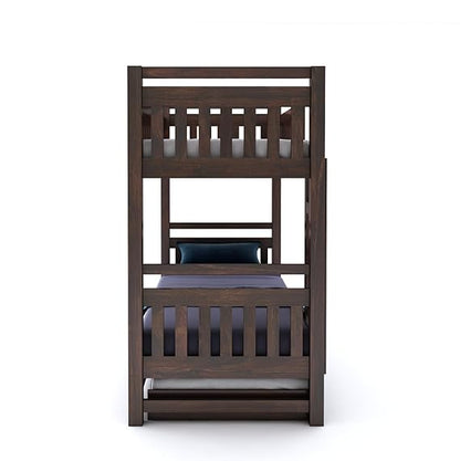 Curious Lifestyle  Sheesham Wood Bunk Bed with 2 Drawer Storage Wooden Double Bed Furniture for Bedroom Home (Walnut Finish)