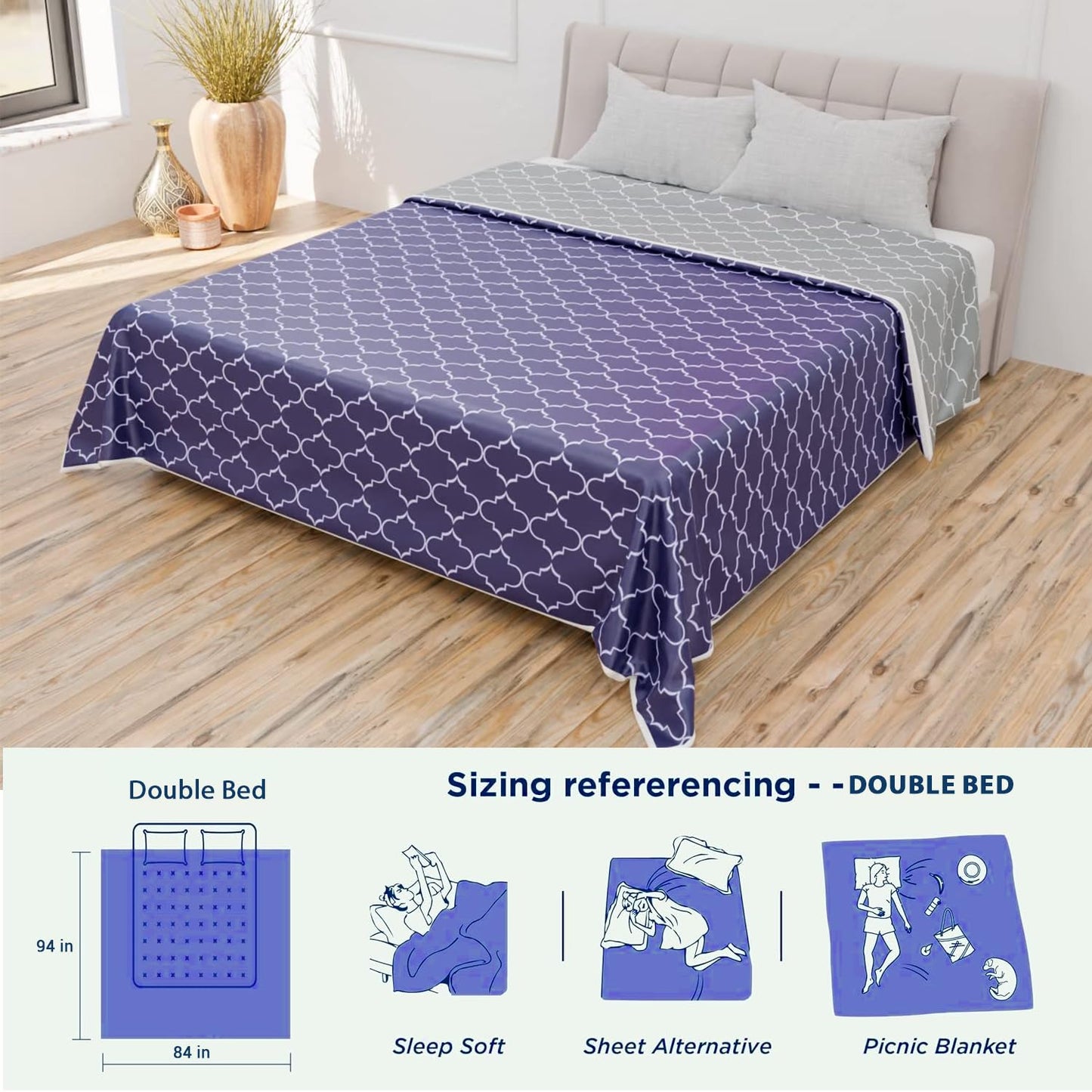 Cotton Soft Hand Block Printed Reversible Dohar AC Blanket Double Bed King Size (Size-84*90/C5)