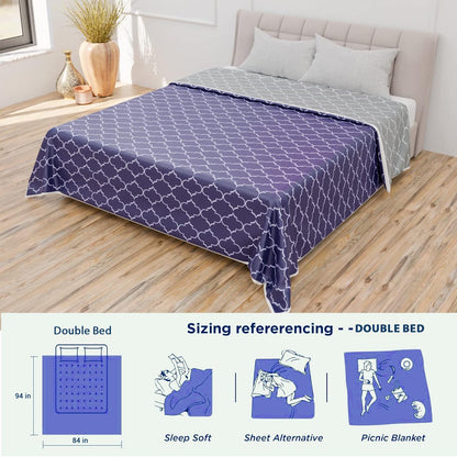 Cotton Soft Hand Block Printed Reversible Dohar AC Blanket Double Bed King Size (Size-84*90/C5)