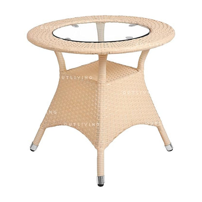 Curious Lifestyle Rattan & Wicker Patio Seating Set of 3 Outdoor Furniture Garden Patio Seating Set 2 Chairs & 1 Table Balcony Furniture Coffee Table Sets (Light Brown), 24 Inches