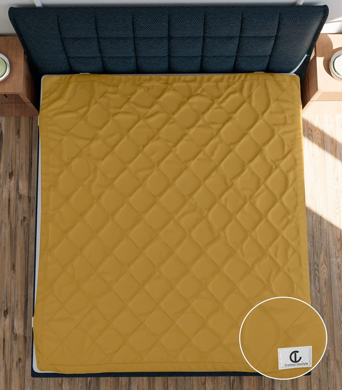 Waterproof Cotton Mattress Protector Queen Size | Soft & Washable Bed Cover by Curious Lifestyle