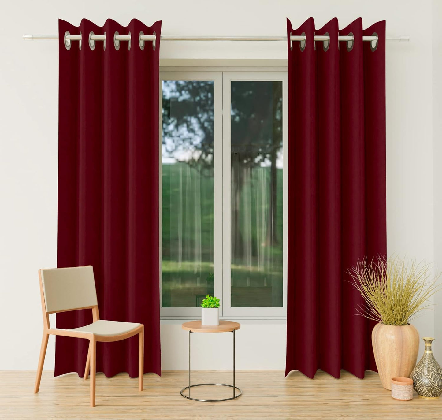 Curtains 5 Feet Long 100% Blackout Darkening Polyester Thermal Insulated Noise Reducing Grommets Eyelet Window Parda for Bedroom &...