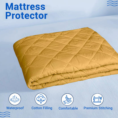 Waterproof Cotton Mattress Protector Queen Size | Soft & Washable Bed Cover by Curious Lifestyle