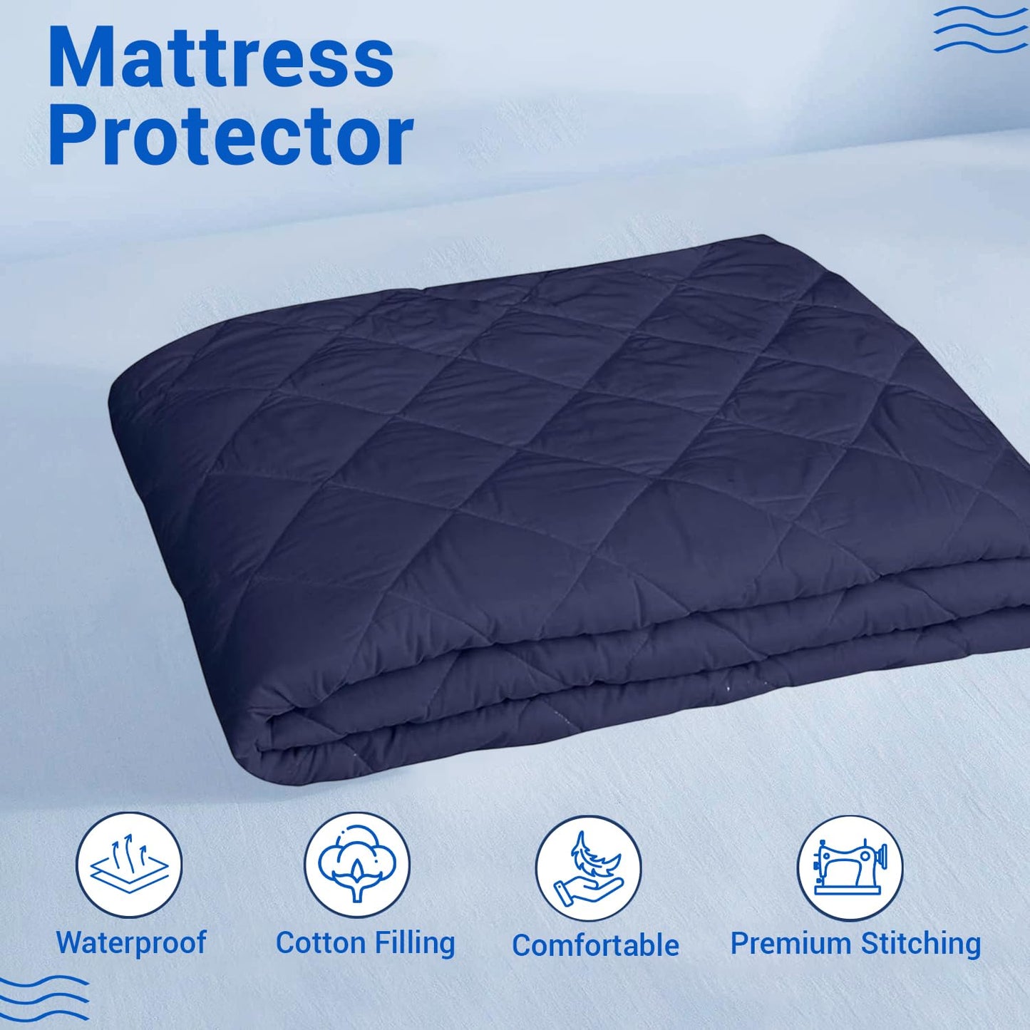 Waterproof Cotton Mattress Protector Queen Size | Soft & Washable Bed Cover by Curious Lifestyle