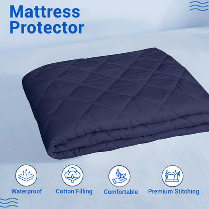 Waterproof Cotton Mattress Protector Queen Size | Soft & Washable Bed Cover by Curious Lifestyle