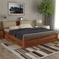Curious Lifestyle Sheesham Wood Queen Size Bed with Box and Headboard Storage for Bedroom Home (Walnut Finish)
