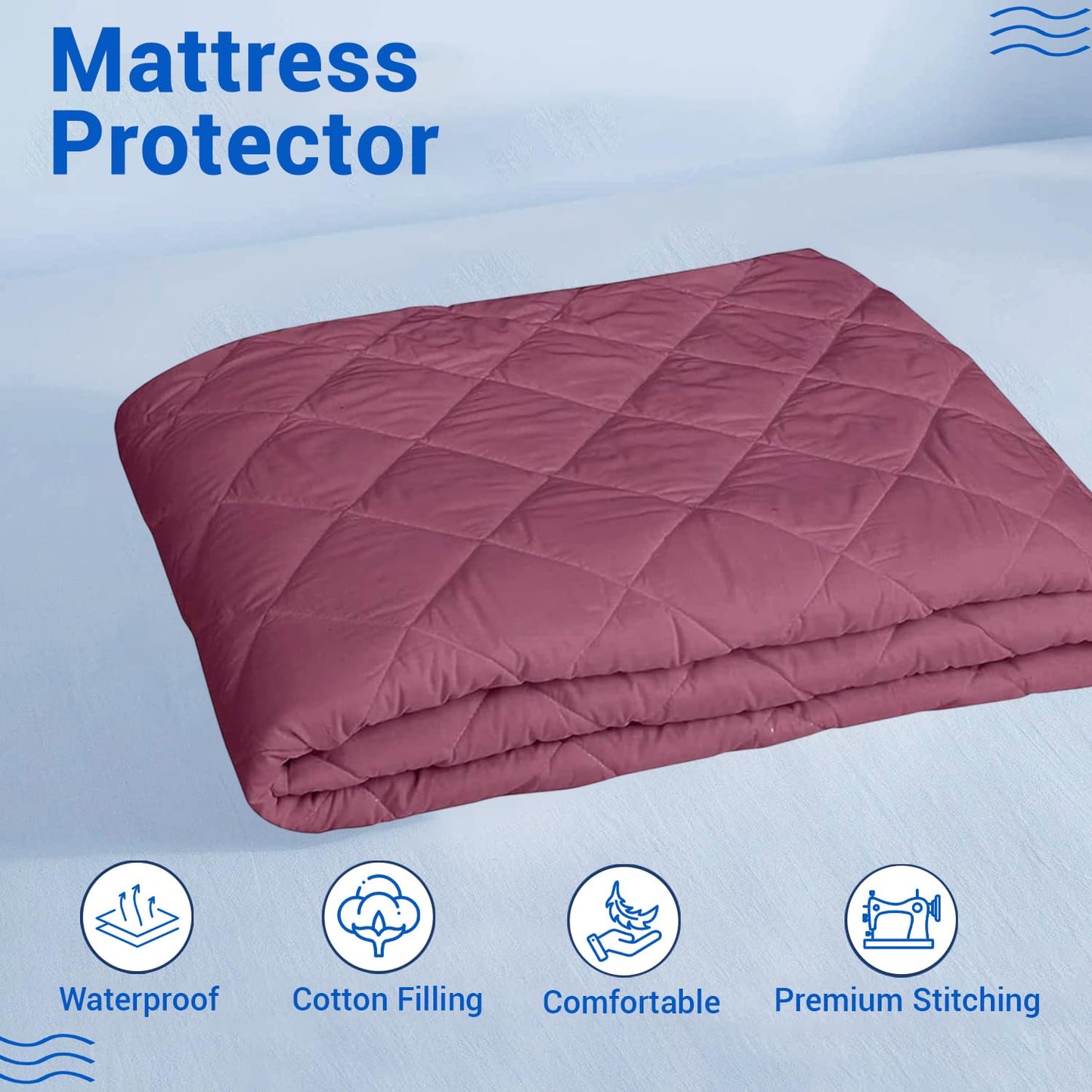 Waterproof Cotton Mattress Protector Queen Size | Soft & Washable Bed Cover by Curious Lifestyle