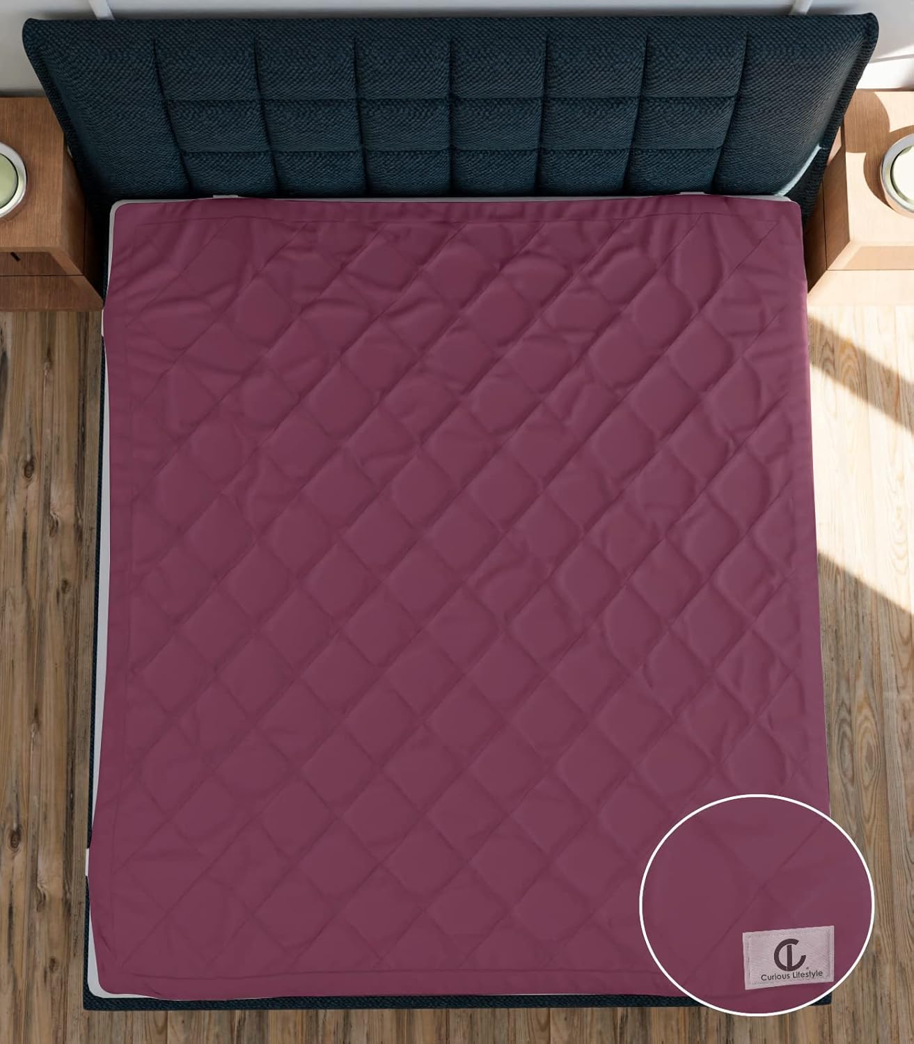 Waterproof Cotton Mattress Protector Queen Size | Soft & Washable Bed Cover by Curious Lifestyle