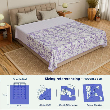 Cotton Soft Hand Block Printed Reversible Dohar AC Blanket Double Bed King Size (Size-84*90/C5)
