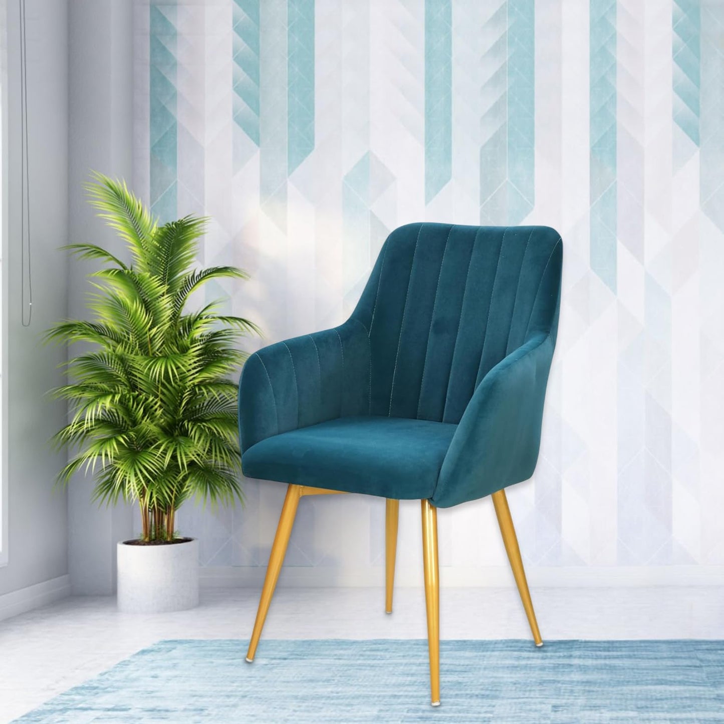 Velvet Cafe & Dining Chair with Armrest by Curious Lifestyle