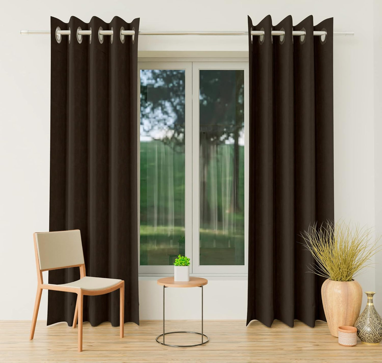 Curtains 5 Feet Long 100% Blackout Darkening Polyester Thermal Insulated Noise Reducing Grommets Eyelet Window Parda for Bedroom &...
