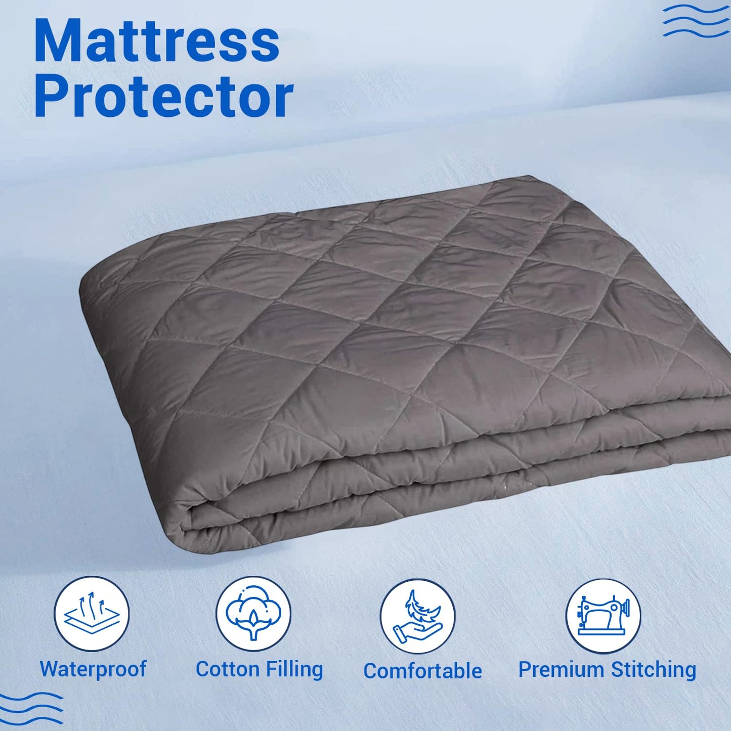 Waterproof Cotton Mattress Protector Queen Size | Soft & Washable Bed Cover by Curious Lifestyle