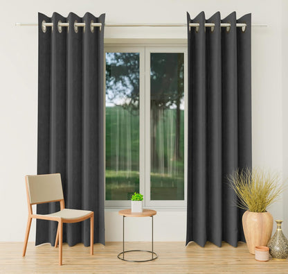 Curtains 5 Feet Long 100% Blackout Darkening Polyester Thermal Insulated Noise Reducing Grommets Eyelet Window Parda for Bedroom &...