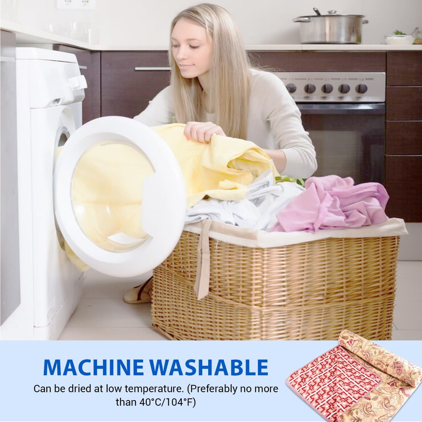 Cotton Soft Hand Block Printed Reversible Dohar AC Blanket Double Bed King Size (Size-84*90/C5)