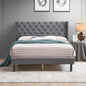 Curious Lifestyle Sheesham Wood King Size Bed Cot Bed Furniture Upholstered Double Bed for Bedroom Living Room Home (Grey Finish) Visit the STRATA FURNITURE Store