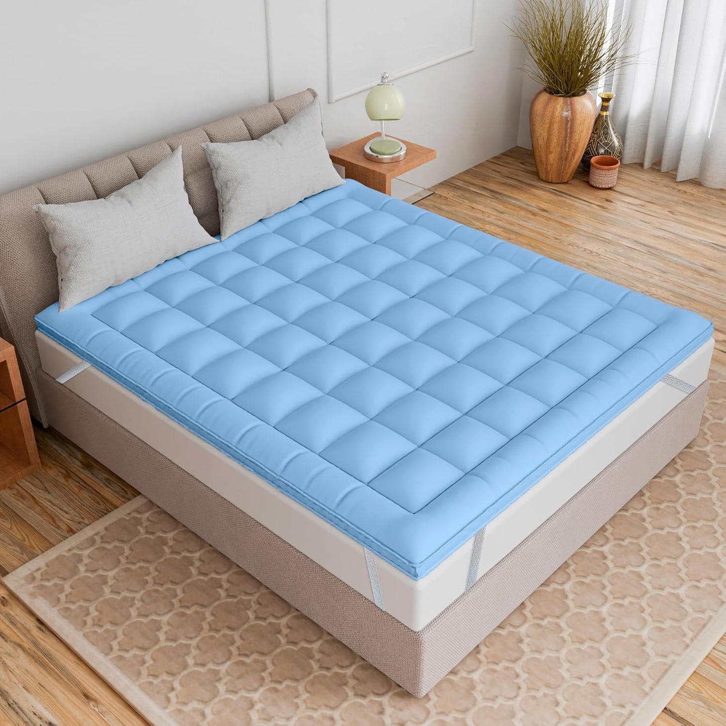 Super Soft 600 GSM Microfiber Mattress Topper | Quilted Mattress Padding by Curious Lifestyle