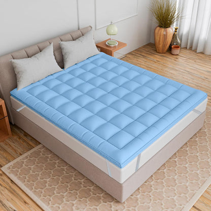 Super Soft 600 GSM Microfiber Mattress Topper | Quilted Mattress Padding by Curious Lifestyle