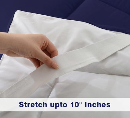 Super Soft 600 GSM Microfiber Mattress Topper | Quilted Mattress Padding by Curious Lifestyle