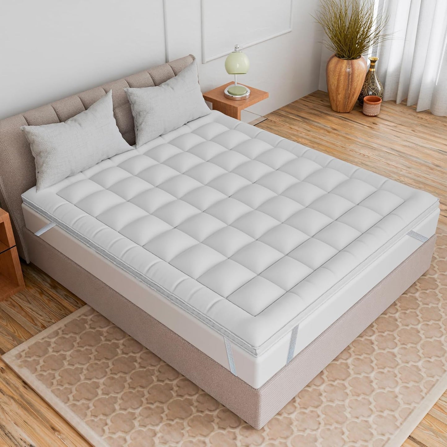 Super Soft 600 GSM Microfiber Mattress Topper | Quilted Mattress Padding by Curious Lifestyle