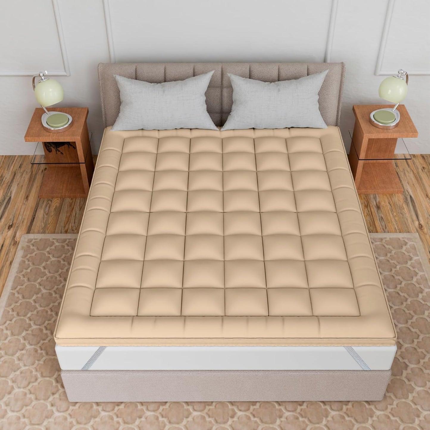 Super Soft 600 GSM Microfiber Mattress Topper | Quilted Mattress Padding by Curious Lifestyle