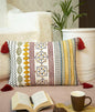 Pure Cotton Rectangular Shape Handblock 12 inch x 20 inch Boho Shaggy Pillow