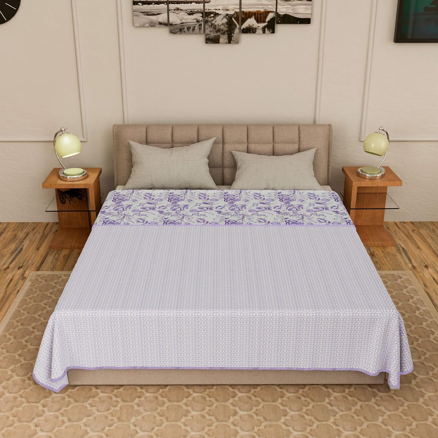 Cotton Soft Hand Block Printed Reversible Dohar AC Blanket Double Bed King Size (Size-84*90/C5)