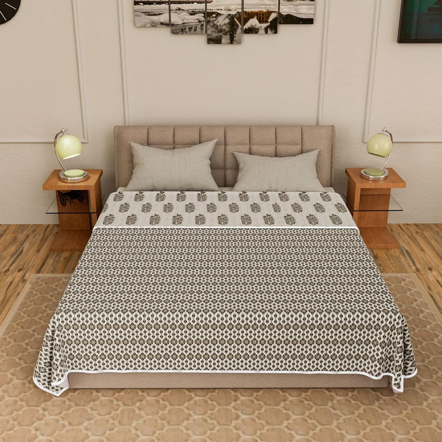 Cotton Soft Hand Block Printed Reversible Dohar AC Blanket Double Bed King Size (Size-84*90/C5)