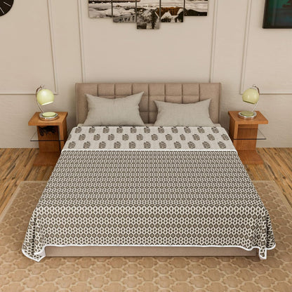 Cotton Soft Hand Block Printed Reversible Dohar AC Blanket Double Bed King Size (Size-84*90/C5)