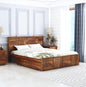 Curious Lifestyle Sheesham Wood King Size Bed with Box Storage Double Cot Wooden Palang for Bedroom Living Room Furniture (Walnut Finish)