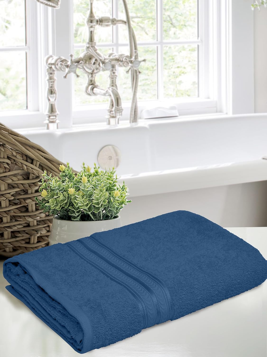 100% Cotton 600 GSM Bath Towels | Extra Soft & Absorbent Large Size Towels for Bathing (140 CM X 70 CM Pack of 1) Blue