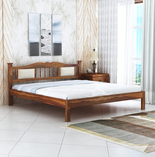 Curious Lifestyle Solid Sheesham Wood Queen Size Bed Without Storage for Bedroom Solid Wooden Furniture Beds for Home Living Room (Honey Finish)