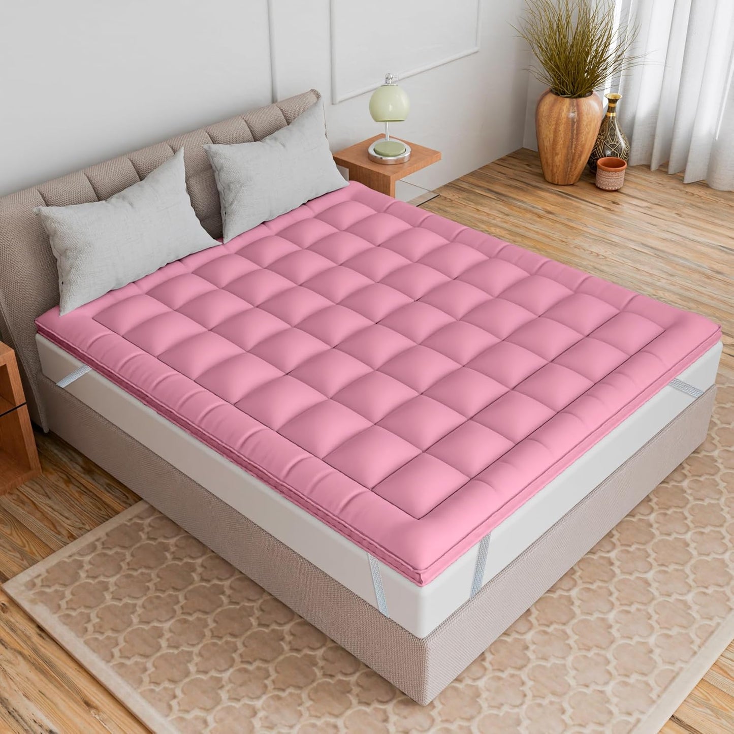 Super Soft 600 GSM Microfiber Mattress Topper | Quilted Mattress Padding by Curious Lifestyle