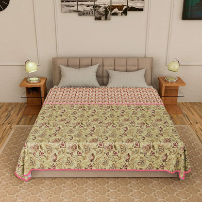 Cotton Soft Hand Block Printed Reversible Dohar AC Blanket Double Bed King Size (Size-84*90/C5)
