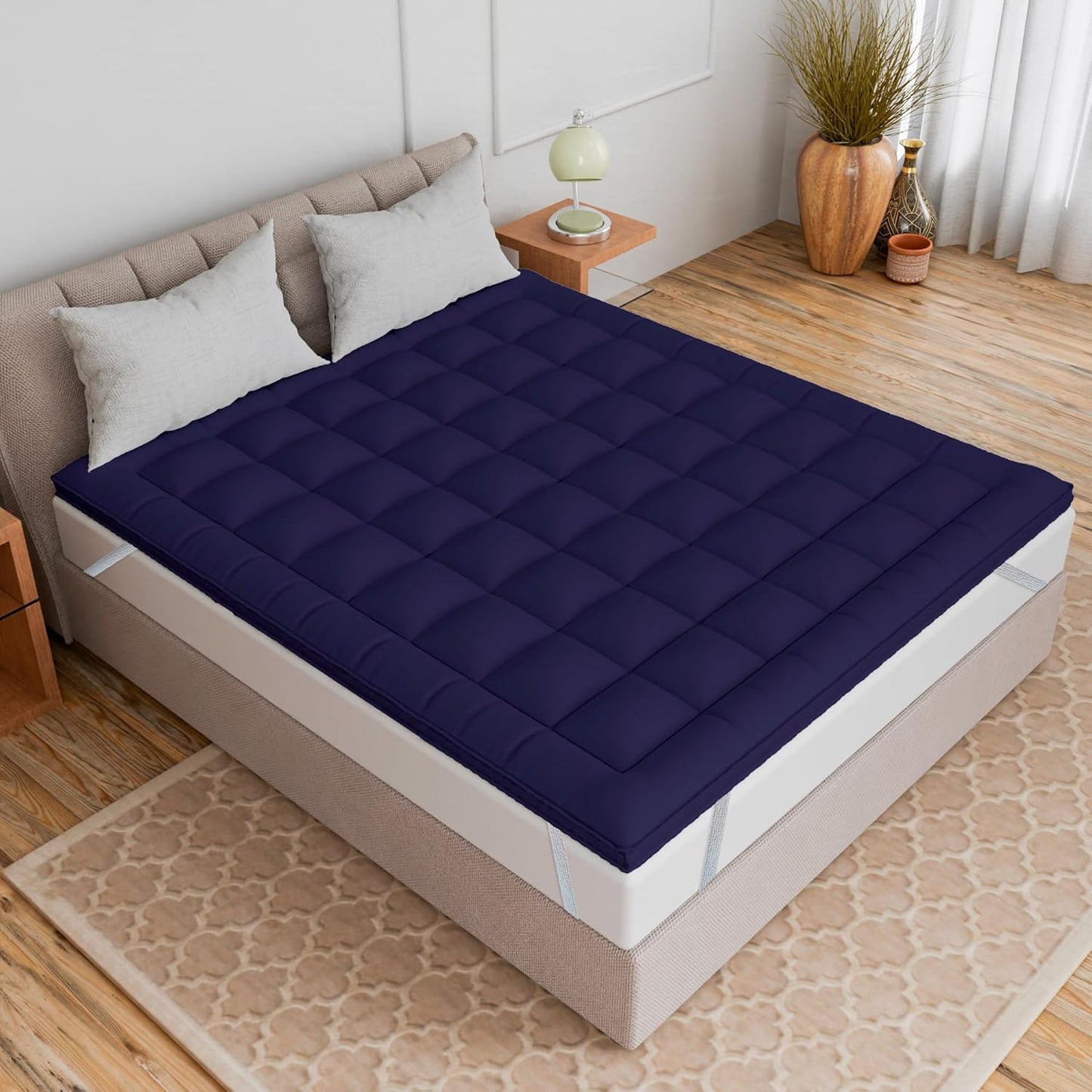 Super Soft 600 GSM Microfiber Mattress Topper | Quilted Mattress Padding by Curious Lifestyle