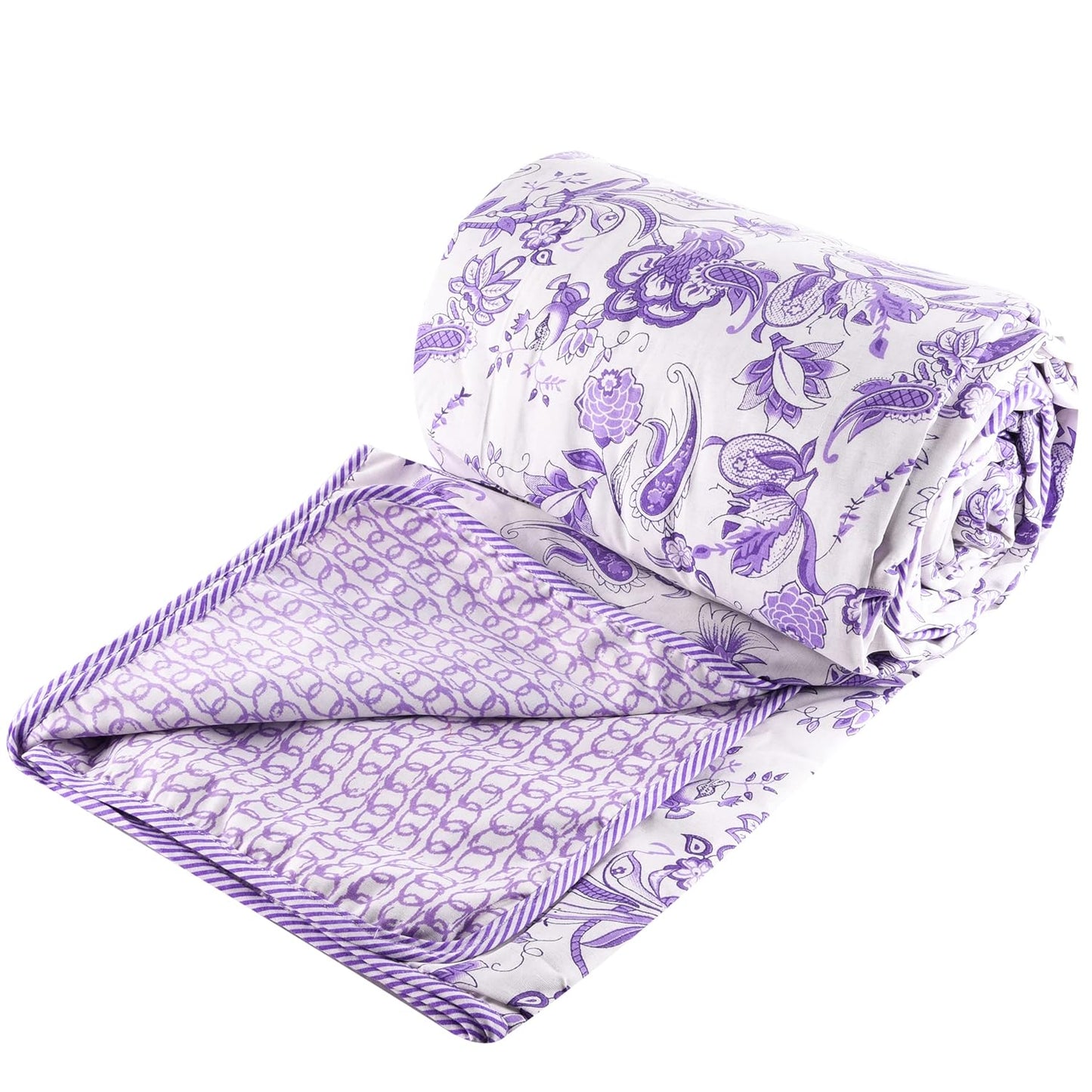 Cotton Soft Hand Block Printed Reversible Dohar AC Blanket Double Bed King Size (Size-84*90/C5)