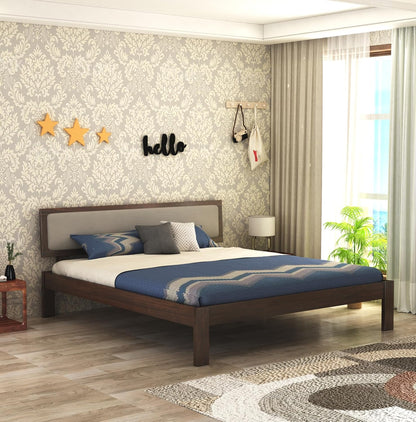 Curious Lifestyle Solid Sheesham Wood King Size Bed Without Storage for Bedroom Living Room Home Wooden Cot Double Bed Palang with Cushion Headboard Furniture (Honey Finish)
