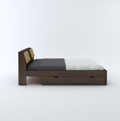 Bedroom king cot with box and headboard storage – natural look

