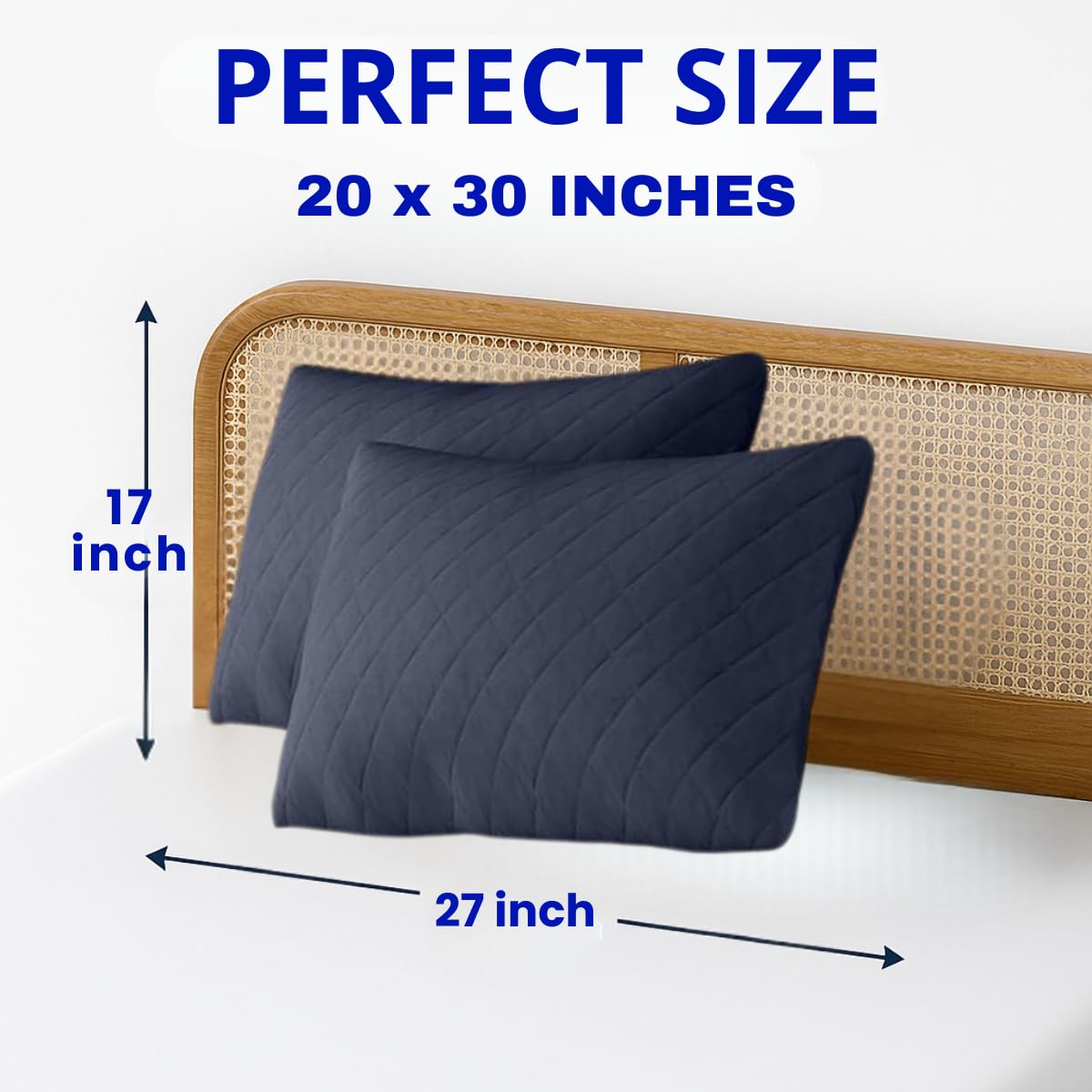 Breathable quilted pillow cover on bed