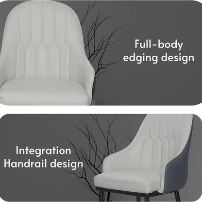 Set of modern cafe dining chairs with PU leather seat and metal base